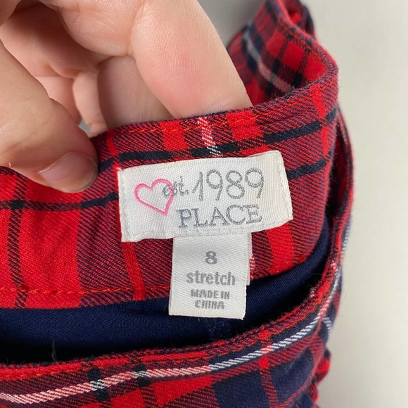 Est. 1989 Place Kids Girls Size 8 Red Plaid Pleated Stretch Skirt - Picture 5 of 7